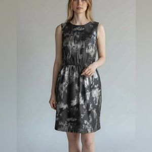 MICHAEL Kors Women’s Black Silver Midi Dress Sz‎ 4 Cocktail Whimsigoth Romantic